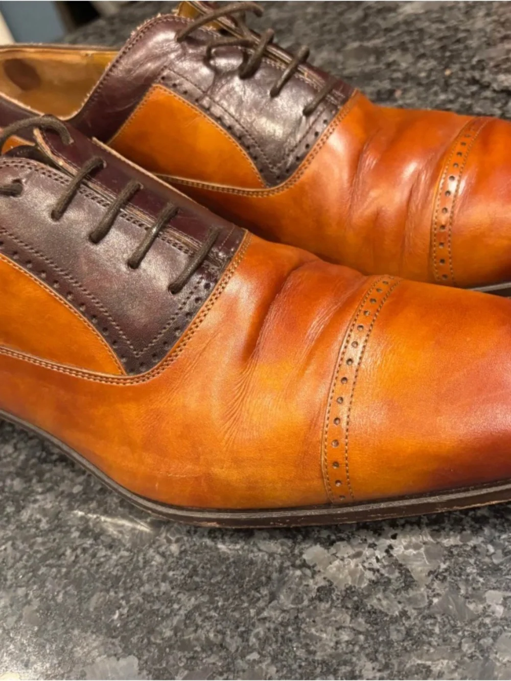 Magnanni Two-Tone Tan and Dark Brown Cap-Toe Oxfords